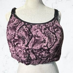 LIVI Low Impact Wicking Plus 22 Sport Bra No Wire Lane Bryant Purple Snakeskin